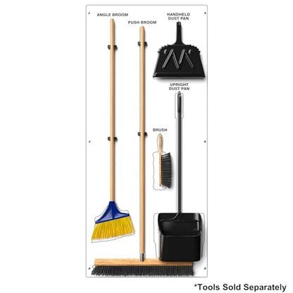 Clean & Sweep 5S Shadow Board/Wall Mount Broom Holder, 68" x 30" Board, 5S Cleaning Station - Board Only, Tools Sold Separately, Made in The USA by AccuformNMC, White/White, PSB114WTWT - color: White/White