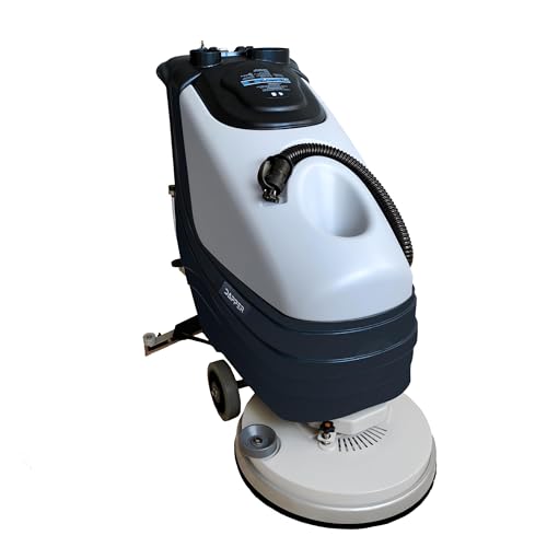 Battery Powered Walk Behind Floor and Carpet Scrubber Buffer Polisher, 19" Brush, 30" Squeegee Width, 13.5 gal Tank, Dual Brushes (Hard & Soft) and 3 Scouring Pads, 220 RPM - size: 19" Manual