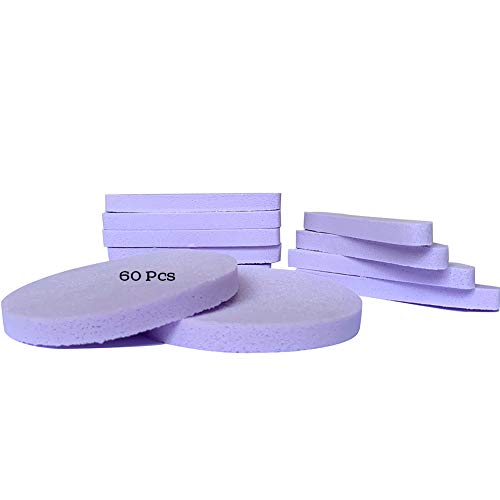 Facial Sponge Compressed,60 Pcs PVA Professional Makeup Removal Wash Round Face Sponges Spa Pads Exfoliating Cleansing for Women,Purple - color: Purple