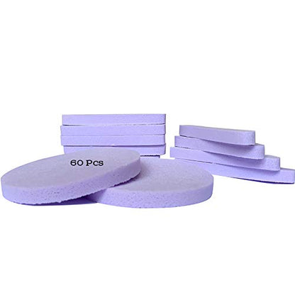 Facial Sponge Compressed,60 Pcs PVA Professional Makeup Removal Wash Round Face Sponges Spa Pads Exfoliating Cleansing for Women,Purple - color: Purple