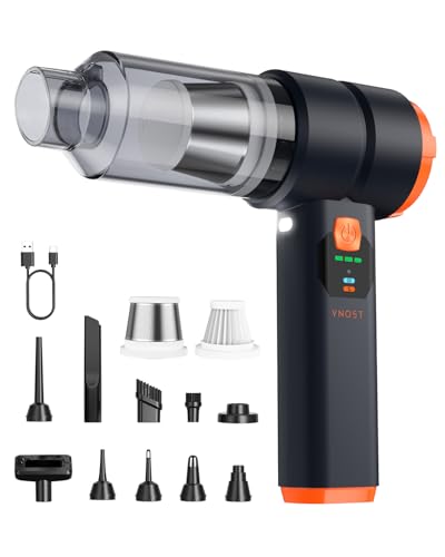 Portable Cordless Car Vacuum, 4-in-1 Handheld Cordless Vacuum with 30,000Pa Suction, 130,000 RPM, 6,800mAh Battery, 10 Nozzles, Rubber Paint Material for Car, Home,Birthday Gifts for Men Dad Husband - color: Orange