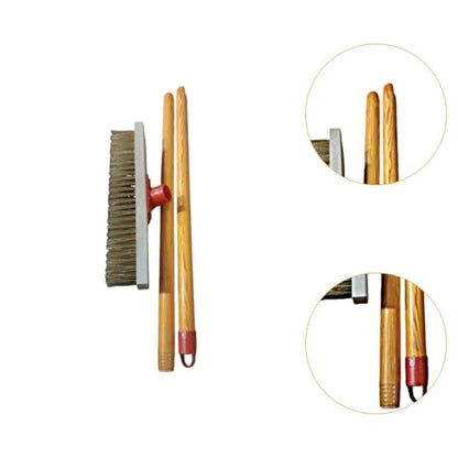 Floor Scrub Brush, Metal Stiff Floor Scrubber with Long Handle for Garden Patio, 30cm Brush Length