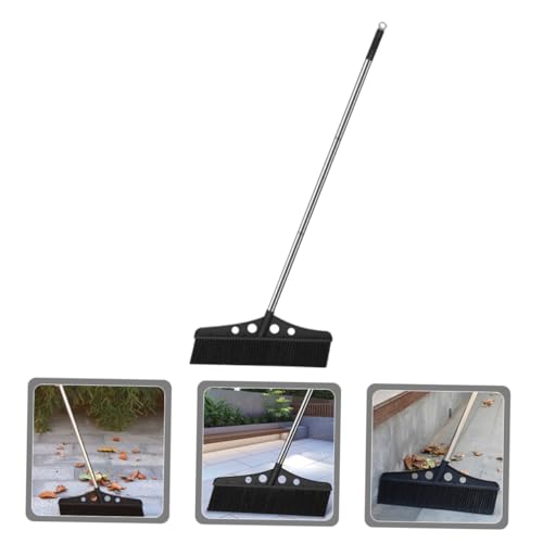 Wide Broom Handle Heavy Duty Outdoor Scrub Brush for Garden Cleaning Detachable Stainless Steel Sweeper for Patios Decks and Courtyards