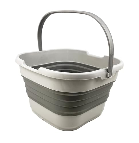 SAMMART 9.5L (2.5 Gallon) Collapsible Rectangular Handy Basket/Bucket (Grey) - color: Gray