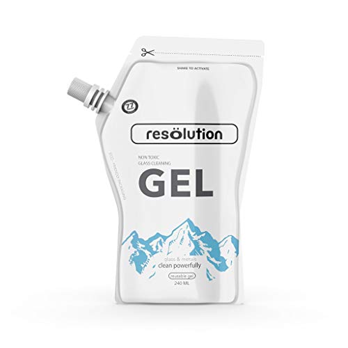 Ooze Resolution Gel Glass Cleaner (1 Pack 240ML) Liquid Cleaning Solution Natural Clay-Based Non-Toxic Formula Glass and Metal Cleaner - Reusable Glass Cleaner - Non Abrasive Grunge Off