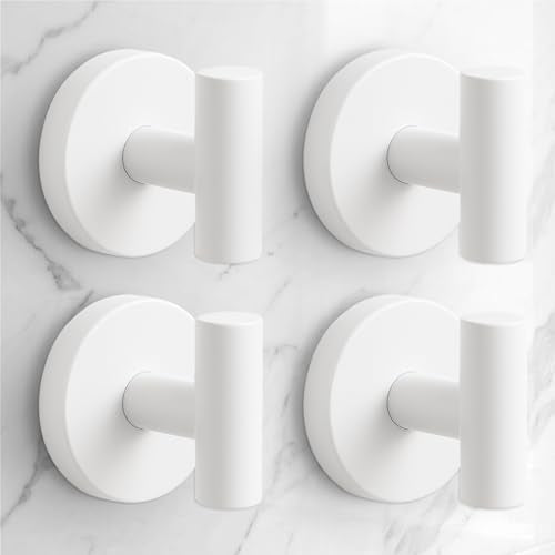 Heavy Duty Suction Cup Hooks for Glass Window,Tile,Mirror,Removable Shower Hooks for Inside Shower,Metal Towel Hooks for Bathroom,4 Pack(White) - color: White, size: 4 Pack