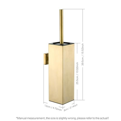 Toilet Brush Set - Brushed Gold, Wall-Mounted Holder, Cleaning Brush Head, and Splash Guard - color: Brushed Gold