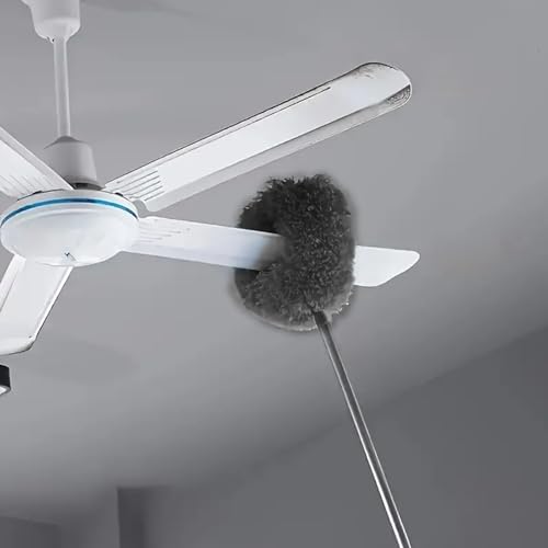 Duster Mop with Extension,Dust Mop Reusable Fan Cleaning Tool for Home, Car, Office, Blades, Windows, Glass Furniture,Grey - color: Gray
