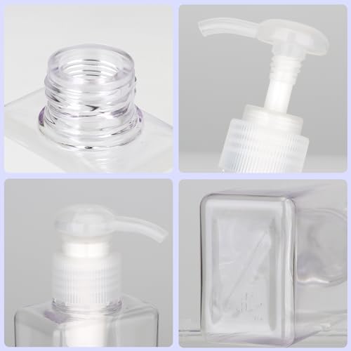 280ml (9.5oz) Pump Bottle Dispenser Jansburg 2 Pack Refillable Flat Square Plastic Lotion Dispenser Leakproof Empty Lotion Pump Bottle for Essential Oil Soap Lotion Shampoo Clear - color: Clear