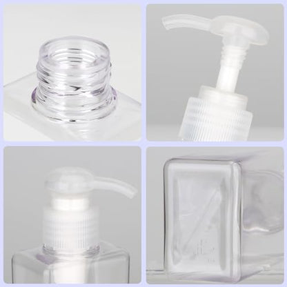 280ml (9.5oz) Pump Bottle Dispenser Jansburg 2 Pack Refillable Flat Square Plastic Lotion Dispenser Leakproof Empty Lotion Pump Bottle for Essential Oil Soap Lotion Shampoo Clear - color: Clear