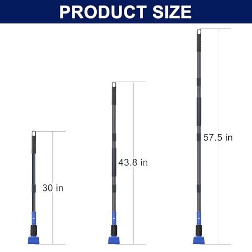 KeFanta Commercial Mop Handle Heavy Duty, 57.5" Long Metal Industrial Mop Stick with Jaw Clamp,Wet Gripper Mops Head Replacement Holder for Floor Cleaning(Blue)