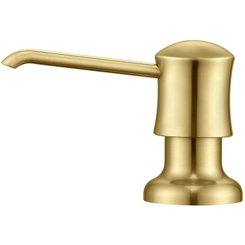 Brushed Gold Sink Soap Dispenser for Kitchen Sink (Gold Brushed),Dish & Hand Liquid Soap Dispenser，Built-in & Refill from Top Type - color: Gold Brushed, size: with Bottle