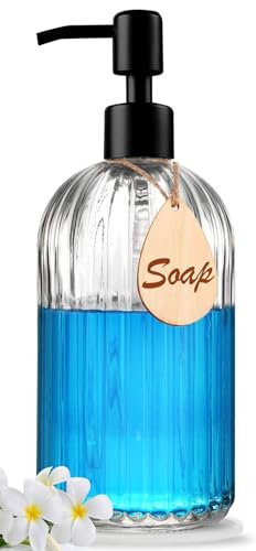 Soap Dispenser with Silicone Pad – Premium Quality – Dish soap Dispenser, Hand Soap Dispenser – Rust Proof Stainless Steel Pump – Ideal for Kitchen Dish soap, Bathroom soap - color: Stainless Steel Black Pump