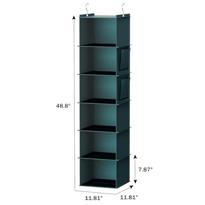 YOUDENOVA Hanging Closet Organizer, 6-Shelf Closet Hanging Storage Shelves, Green - color: Green