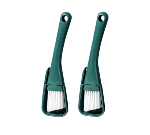 2PCs Window Track & Crevice Cleaning Brushes with Built-in Dustpan - Floor/Window Slot/Keyboard/Door Crevice Brush Set, Household Cleaning Tool Set(Green+Green) - color: Green+green
