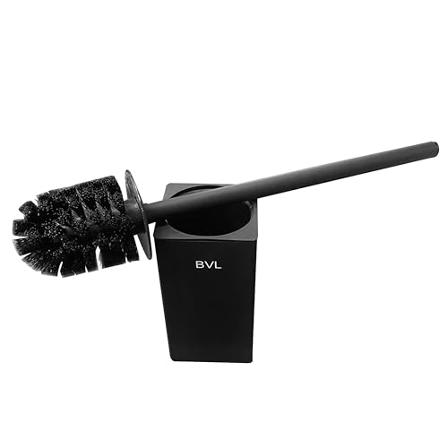 BVL Toilet Brush and Holder Black Toilet Bowl Brush for Ceaning with Stainless Steel Handle Wall Mounted
