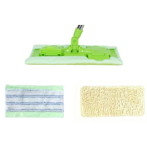 EaseYourDay Wet and Dry Flat Mop Head, Super Firm Clip on Pads, 2 Washable Mop Pads, Compatible with All Standard US Threading Pole