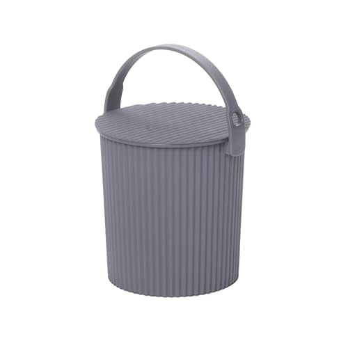 Hachiman Micro Bucket - 0.18 Gallon Heavy Duty Bucket with Lid and Handle - Hands-Free Filling - Easy to Stack and Store - Indoor Outdoor Use - 4.9" x 4.6" - New Grey - color: New Grey, size: Micro