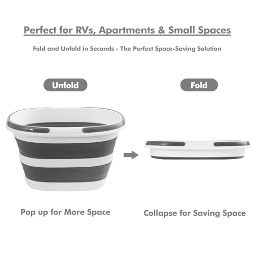 Collapsible Mop Bucket with Handles 4.2 Gallon Foldable Tub for Cleaning Large Silicone Pop Up Buckets Portable Collapse Camping Car Wash Basket for Space-Saving Storage - size: 4.2 Gallon - Bucket