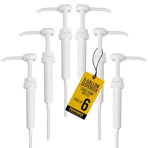 5 Gallon Pump Dispenser - Pump for 5 Gallon Bucket, Jug, Bottle, Large Container - Great for Shampoo & Conditioner, Laundry Detergent, Snow Cone Syrup, Bleach Liquid, Oil & More (Pack of 6) - size: 6-Pack