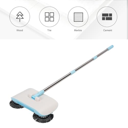 Carpet Floor Sweeper Manual with Horsehair,Hanging Manual Vacuum Carpet Brush Home Tool for Sweeping Mopping (Blue)