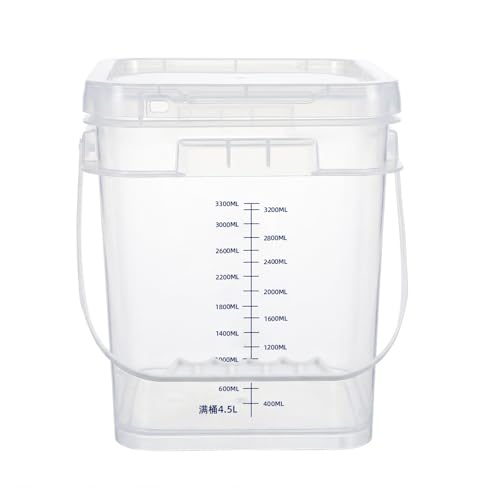 ASEVAT 2 PCS 1 Gallon Clear Square Food Grade Bucket with Graduated Markings & Lid, Heavy-Duty Plastic Pail with Comfort Grip Handle for Food Storage & Cleaning - color: Clearsquare, size: 1gal