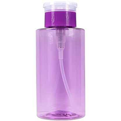 10oz Purple Push Down Pump Dispenser Empty Refillerble Bottle with Flip Top Cap - for Nail Polish, Travel, Cosmetics Packaging - color: Purple, size: 10 Ounce - 1 Bottle