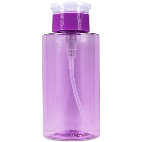 10oz Purple Push Down Pump Dispenser Empty Refillerble Bottle with Flip Top Cap - for Nail Polish, Travel, Cosmetics Packaging - color: Purple, size: 10 Ounce - 1 Bottle