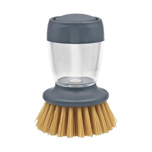 Soap Dispensing Palm Brush, Kitchen Brush for Dish Pot Pan Sink Cleaning, Pack of 1 - color: Gray