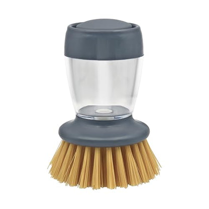 Soap Dispensing Palm Brush, Kitchen Brush for Dish Pot Pan Sink Cleaning, Pack of 1 - color: Gray