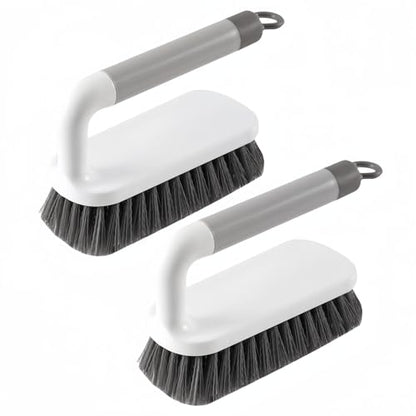 Scrub Brush, Scrubbing Cleaning Brushes, Heavy Duty Cleaning Brushes with Handle, for Shower, Bathroom, Carpet, Kitchen and Bathtub Scrubber, 2 Pack (Grey) - color: Gray