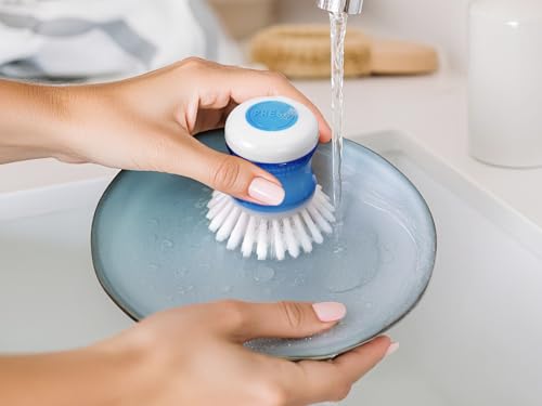 Dish Brush with Soap Dispenser, Firm Bristles Dish Scrubber for Pots, Pans & Sink Cleaning, 2 Pack - color: White 2 Pack