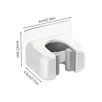 2Pcs Wall Mounted Mop and Broom Holder, No Drilling Self Adhesive Plastic Organizer, Durable White Storage Rack for Kitchen and Bathroom
