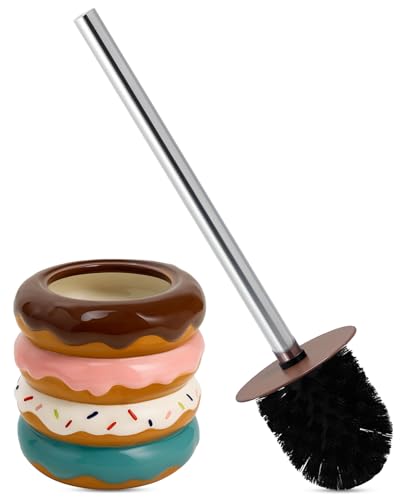 Deep & Sturdy Toilet Bowl Brush with Holder - Doughnut Bowl Brush - Durable Scrubbing - Toilet Cleaners - Household Essentials - Bathroom Cleaner - Cleaning Supplies - Household Supplies - color: Doughnut
