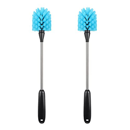 Water Bottle Brush,15-inch Long, Bottle Brush Cleaner, Bottle Scrubber, Kitchen Scrub Brush Suitable for Water Bottles, Cups, Glasses, Baby Bottles, Wine Glasses, (2, Blue)