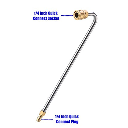 M MINGLE Stainless Steel Pressure Washer Gutter Cleaner Attachment, Angled Extension Wand for Gutter Cleaning, 5 Nozzle Tips, 1/4 Inch Quick Connect, 13 Inch - size: 13 Inch