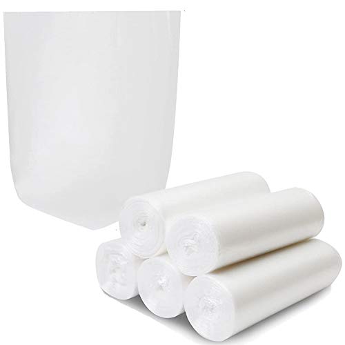 Small Trash Bags 4 Gallon Garbage Bags Waste Basket Bin Liners Bags For Bathroom, Kitchen, Office, Home Bedroom,Car- Clear White (125 Count) - style: Flat