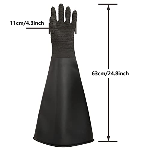 Heavy Duty Sandblasting Gloves Rubber Gloves for Sandblaster Protective Safety Work Black Striped Glove - color: Black
