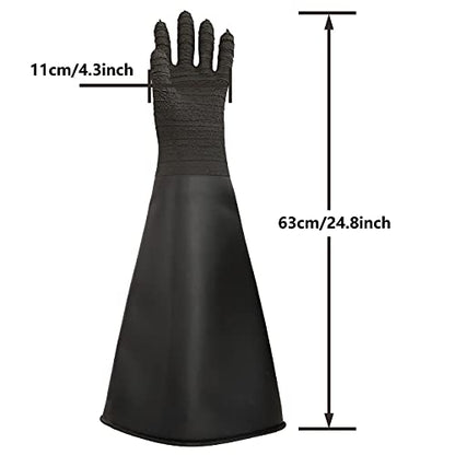 Heavy Duty Sandblasting Gloves Rubber Gloves for Sandblaster Protective Safety Work Black Striped Glove - color: Black