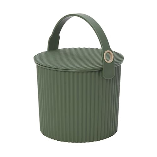 Hachiman Mini Bucket - 1.1 Gallon Heavy Duty Bucket with Lid and Handle - Hands-Free Filling - Easy to Stack and Store - Indoor Outdoor Use - 6.9" x 8.3" - Garden Green - color: Garden Green, size: Mini