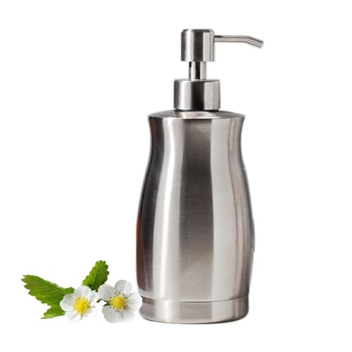 Brushed Stainless Steel Countertop Soap Dispenser Rust and Leak Resistant Hand Soap Pump with Funnel for Kitchen Countertops and Bathroom Dispensers (13.5 oz/400 ml) - color: Gray (Brushed Nickel) Gel Style