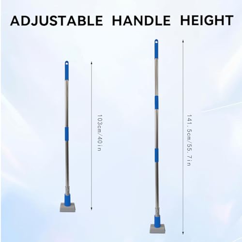 Heavy Duty Commercial Jaw Clamp Mop Handle 55.7 Inch, Thickened Stainless Steel Blue Mop Stick, Industrial Grade Replacement Adjustable Mop Rod - color: Blue, size: mop handle