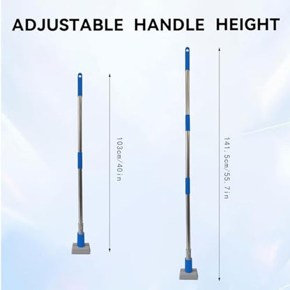 Heavy Duty Commercial Jaw Clamp Mop Handle 55.7 Inch, Thickened Stainless Steel Blue Mop Stick, Industrial Grade Replacement Adjustable Mop Rod - color: Blue, size: mop handle