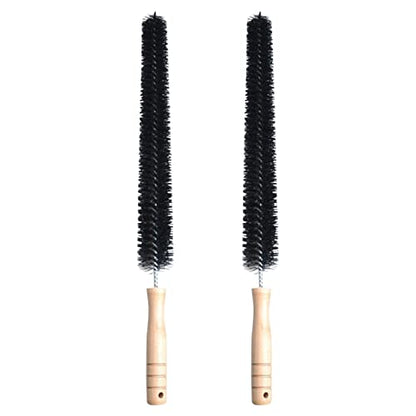 2pcs Radiator Brush, 40cm Long Reach Radiator Brush with Wooden Handle, Flexible Nylon Radiator Cleaner Brush with Hanging Hook Loop for Dryer Lint Brush Vent Cleaner