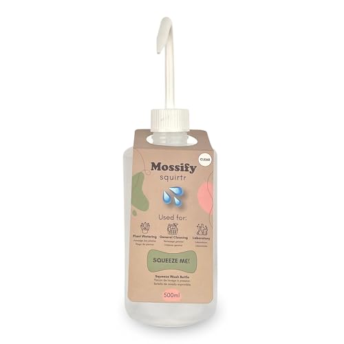 Mossify Squirtr Bottle 480ml – Clear Squirt Water Bottle for Plants, Tattoo, Hair & Labs – Easy Squeeze Plant Waterer with Long Nozzle – Refillable Seedling Watering Can, Wash Bottle - Clear - color: Clear