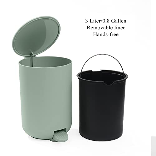 GAHEFY Sage Green Bathroom Accessories Set with Small Trash Can 3 Liter/0.8 Gallon,Toothbrush Holder,Soap Dispenser,Vanity Tray,Toilet Brush and Holder Green 5PCS - style: Green 5 pcs