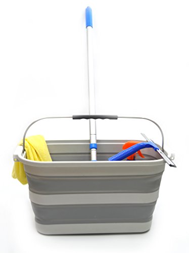SAMMART 20.8L (5.49Gallon) Collapsible Rectangular Handy Basket/Bucket, Foldable Mop Bucket for House Cleaning, Car Washing, Portable Handy Laundry Storage (S. Grey)
