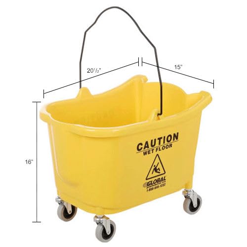 Global Industrial Commercial Mop Bucket and Wringer Combo with Side Press, 38 Quart Capacity, Durable Corrosion-Resistant Polypropylene, 3" Swivel Casters, Yellow - color: Yellow