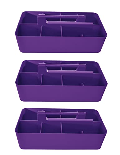 -Large Portable Caddy, DIY Dividers, 8 Compartments, School Office Supplies Home Business Organizer,Portable Basket with Handle Made in USA (3 PACK, Royal Purple) - color: Royal Purple, size: 3 PACK