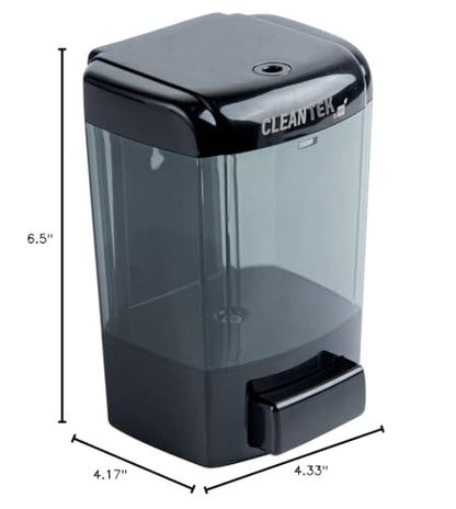 Clean Tek Professional 23.7 Ounce Manual Soap Dispenser, 1 Wall-Mountable Soap Dispenser - With Security Key, Black Plastic Refillable Soap Dispenser, Push Mechanism, Transparent Tank - Restaurantware - color: Black